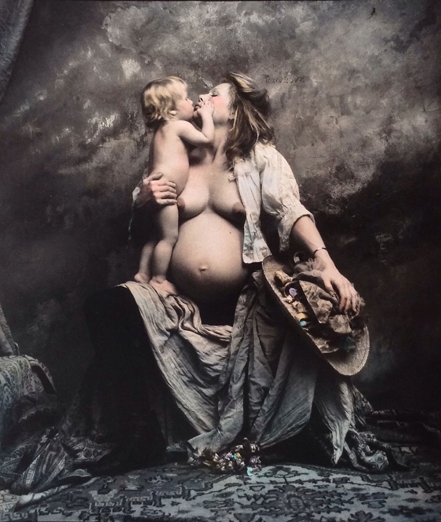 Jan Saudek, Suzanne and her children, 1992. Hand-colored gelatin silver print.