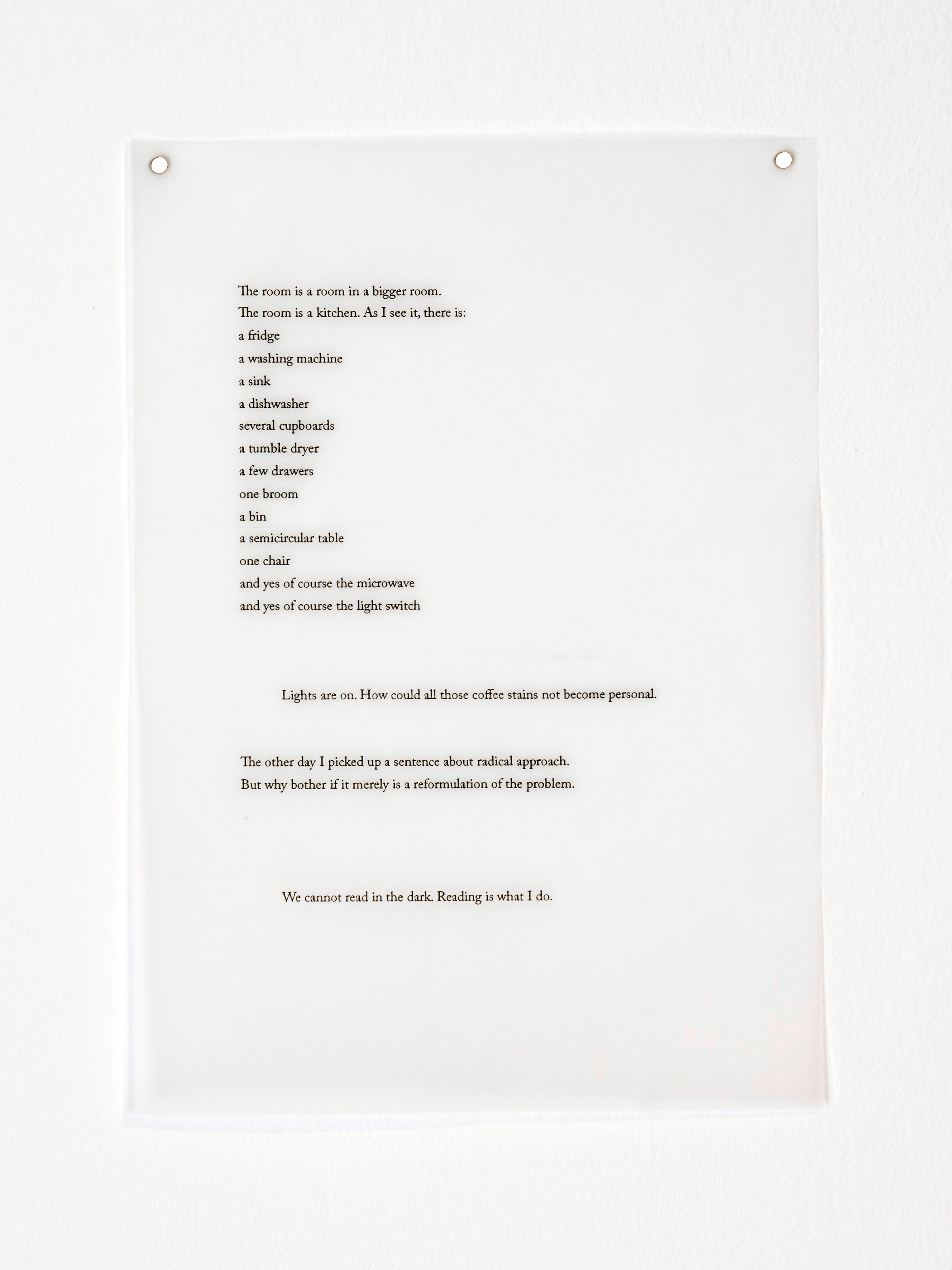 Kristina Bengtsson, Microwave Monologues, 2019